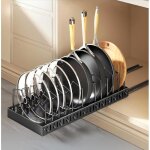 Organisateur de casseroles et po�les - dok - 12 compartiments r�glables - support extensible - 43x23x135 ...