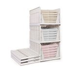 Organisateur de placard - lot de 3 - tiroirs coulissants - pliables et empilables - plastique blanc 43�325�25 ...