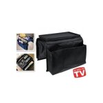 Organiseur accoudoir de canap - noir - 6 poches - plateau inclus - polyester - universel