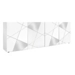Oriana - buffet 4 portes finition blanc laqu� weiss avec s�rigraphies et miroirs