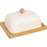 Beurrier - orion group - porcelaine blanche - couvercle en bois de bambou - 16 x 13 x 85 cm