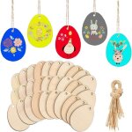 Ornements en bois - zgeer - pendentifs de p�ques - 40 pi�ces - d�coration pour enfants - diy
