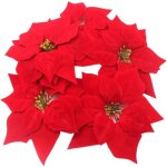 Ornements darbre de nol - non spcifi - 20 pices - fleurs de nol artificielles - 22cm - rouge