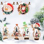 Ornement suspendu - décorations de noël - lot de 4 - bois - père noël - bonhomme de neige - arbre Ornement suspendu - décorations de noël - lot de 4 - bois - père noël - bonhomme de neige - arbre