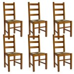 Orta - lot de 6 chaises teint� ch�ne et assises en paille