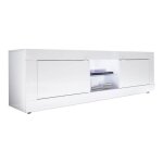 Otello - meuble tv 2 portes 2 niches finition blanc laqu� weiss avec leds