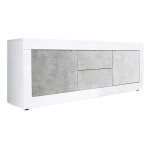 Otello - meuble tv 2 portes 2 tiroirs finition blanc laqu� et aspect b�ton