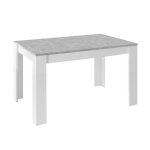 Otello - table repas extensible blanc laqu� brillant plateau aspect b�ton