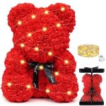 Ours en peluche - rose - 25 cm - avec lumi�res - bo�te cadeau - f�te des m�res