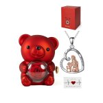Ours rose eternelle avec bijoux cach�e cadeau saint valentin pour femme ourson rose eternel avec collier ...