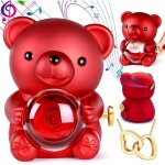 Ours rose eternelle avec collier ourson avec rose eternel cadeau saint valentin pour femme ours bo�te ...