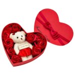 Ours en roses de savon en forme de c?ur 10 pi�ces coffret cadeau de fleurs pour no�l anniversaire st ...