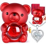 Ourson � la rose �ternelle avec collier cach� - cadeau saint - valentin �mouvant pour elle