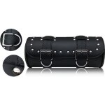 Outils moto ronde sacoche de fourche en cuir pu pour moto custom harley davidson noir
