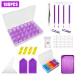 Outils de peinture diamant 108 pcs accessoires de diamond painting avec bo�te de rangement broderie diamant ...