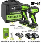 Outils sans fil - greenworks - combo 18 outils - 24 v - kit avec sac et batteries - 2800 tr / min