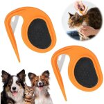 Outil de toilettage - coupe noeud chat - 2 pcs - peigne dmlant - poils longs - couleur orange