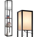 Outon lampadaire avec �tag�res 3 temp�ratures de couleur bois lampadaire moderne � colonne led avec cha�ne ...