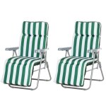 Lot de 2 chaise longue - outsunny - bain de soleil - adjustable pliable transat - lit de jardin - en ...