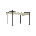 Outsunny 3 x 4m aluminium pergola with retractable roof - grey / khaki