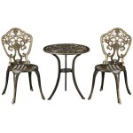 Outsunny - ensemble de jardin bistro - aluminium - 39x52x88cm - bronze