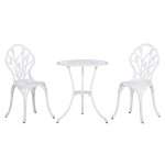 Outsunny ensemble salon de jardin 2 places 2 chaises + table ronde fonte daluminium imitation fer forg� ...