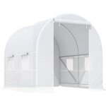 Serre tunnel de jardin - outsunny - 5m� 245x200x200 cm - porte 4 fen�tres - cadre en m�tal b�che pe haute ...