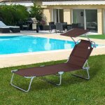 Outsunny - chaise longue - m�tal - 187x58x36cm - marron