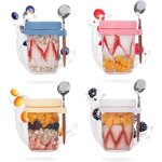 Overnight oats jar4pcs bol muesli a emporter �tanches de 350ml � emporter pour garder les aliments frais ...