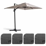 Parasol dport 2x3 m et 4 dalles  remplir aluminium taupe - oviala