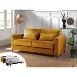 Owen - canap� 3 places convertible express couchage quotidien 140 cm matelas 12 cm en velours - jaune ...
