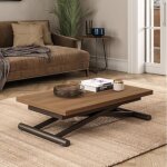 Ozzio fast table basse relevable en noyer canaletto et pi�tement en m�tal bronze