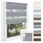 P + r store enrouleur jour nuit sans perage wood - 114 x 150 cm - gris fonc - facile  installer