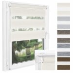 P + r store enrouleur jour nuit z�br� sans per�age wood 42 x 150 cm beige facile � installer