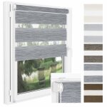 P + r store enrouleur jour nuit sans per�age wood - 68 x 220 cm - gris fonc� - facile � installer