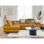 Pablo - canap dangle gauche - 5 places - convertible avec coffre et ttires rglables - en velours ...
