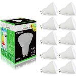 Pack de 10 ampoules led gu10 5w blanc froid 6000k eq. 50w halogne 120