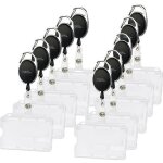 Porte - badges avec clip de fixation et d�rouleur - general office - pack de 10 - blanc