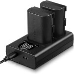 Pack de 2 batteries de remplacement lp - e6 + chargeur intelligent usb led compatible canon lp - e6 / ...
