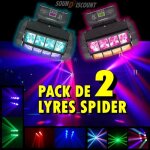 Pack de 2 lyres spider puissant dmx led dj pa son Pack de 2 lyres spider puissant dmx led dj pa son