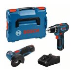 Pack 2 outils bosch perceuse - visseuse gsr 12v - 15 + meuleuse angulaires gws 12v - 76 + 2 batteries ...