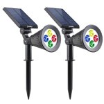 Pack de 2 spots solaires extrieur tanches - lumisky - 4 leds colores rgb - 200 lumens - tte pivotante ...