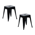 Pack 2 tabourets empilables bas en acier industriel 38x38x46cm thinia home