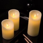 Bougie led vacillante - pack de 3 - effet flamme vacillante - cire de parafine vritable