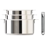 Pack de 3 casseroles amovible inox + poigne z?