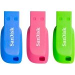 Pack de 3 cls usb cruzer blade - sandisk - 32 go - usb 2. 0 - bleu, vert et rose