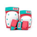 Packs 3 protections - rio roller - triple pad set - rouge menthe - genouill�res coudi�res prot�ge - poignets ...