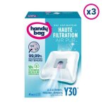 Pack 3x4 sacs aspirateurs + 1 filtre sortie dair À découper - y30 - handy bag - goldstar moulinex Pack 3x4 sacs aspirateurs + 1 filtre sortie dair À découper - y30 - handy bag - goldstar moulinex