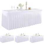 Pack de 4 nappes blanches en spandex pour tables rectangulaires de 180 cm nappe extensible sans plis ...