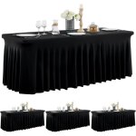 Pack de 4 nappes blanches en spandex pour tables rectangulaires de 180 cm nappe extensible sans plis ...